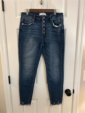 KanCan Dark Blue High-Rise Button-Fly Jeans